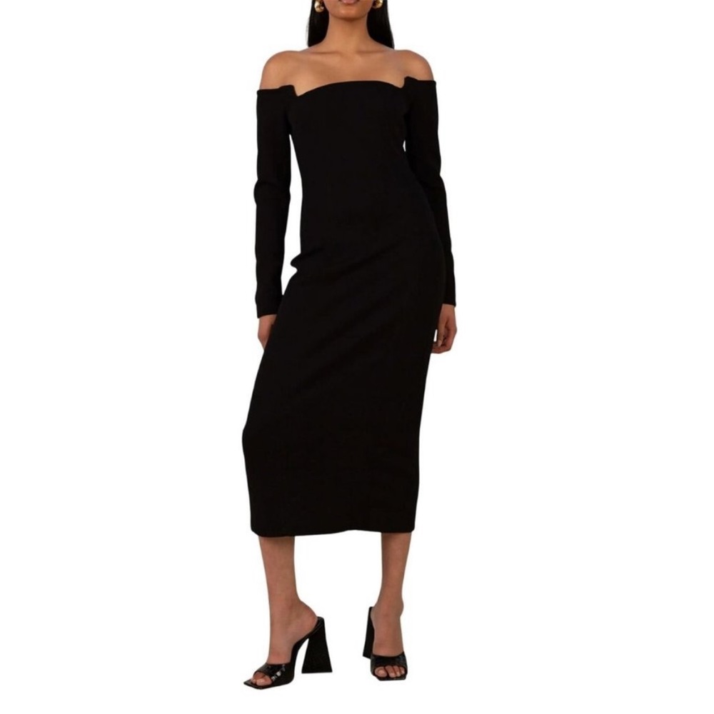 Anthropologie MISHA Los Angeles Camilinina black long sleeve Bodycon dress SZ 0